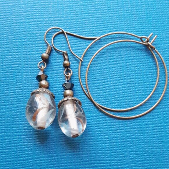 Artisan earrings  512# dangle earrings Victorian earrings Letter in a bottle gl - Picture 2 of 4